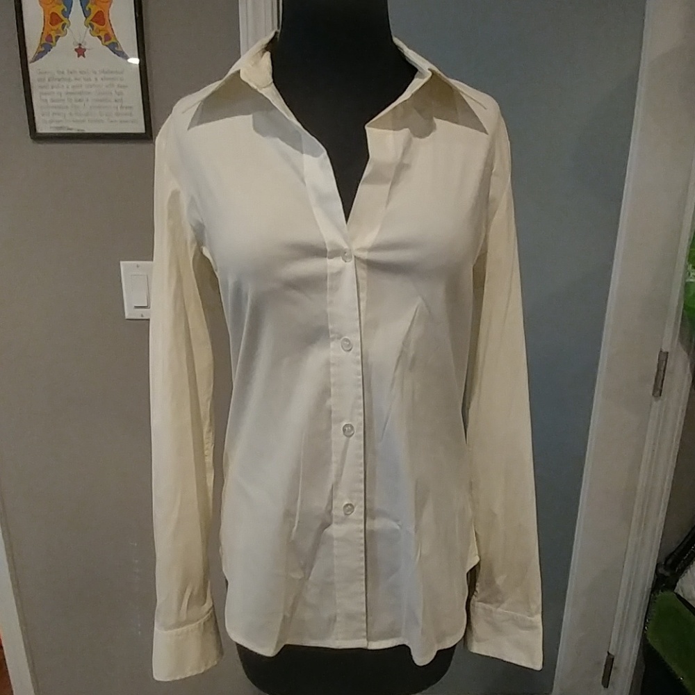 Theory White Button Down Blouse